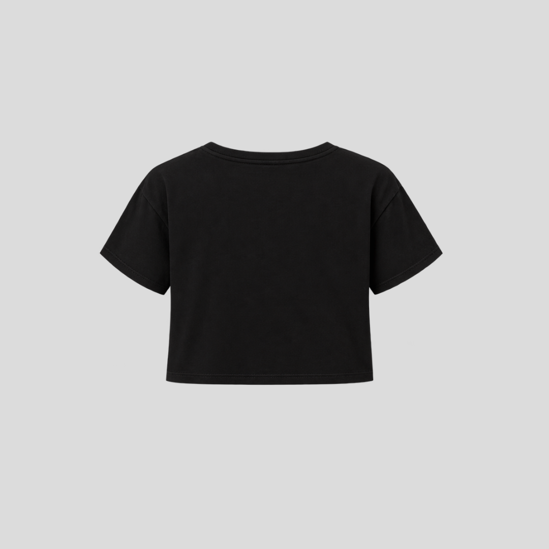 Go Yum Mum Cropped Cotton Top - Black