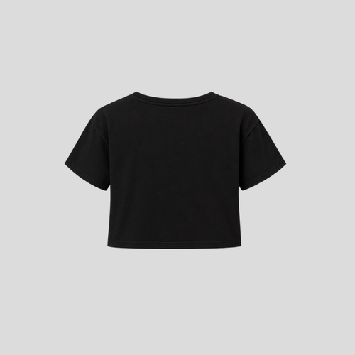 Go Yum Mum Cropped Cotton Top - Black